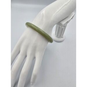 Natural Green Nephrite Jade Bangle Bracelet Solid Smooth Polished Size 7.25